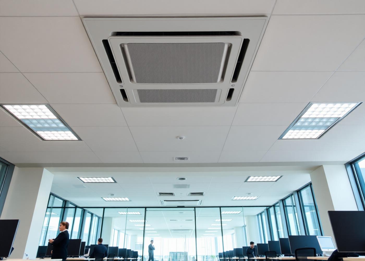 Bureaux professionnels équipés de climatisation cassette entretenue par Ventiwash 60